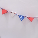 Dolls House 4th July Bunting Pennant 9 Wood Flags Red Blue White Garland Banner Miniature Decoration