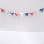 Dolls House 4th July Bunting Pennant 9 Wood Flags Red Blue White Garland Banner Miniature Decoration