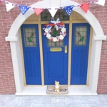 Dolls House 4th July Bunting Pennant 9 Wood Flags Red Blue White Garland Banner Miniature Decoration