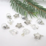 Dolls House Christmas Tree Decorations 12 Silver Coloured Miniature Stars & Baubles 1:12th Scale