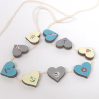 Dolls House Bunting 9 Decorated Hearts Miniature Seaside Beach House Decoration 1:12 Scale