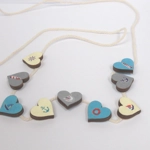 Dolls House Bunting 9 Decorated Hearts Miniature Seaside Beach House Decoration 1:12 Scale