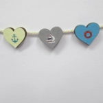 Dolls House Bunting 9 Decorated Hearts Miniature Seaside Beach House Decoration 1:12 Scale