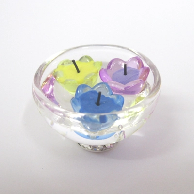 Dolls House Candles Floating in a Glass Bowl 1:12 Scale Miniature Table Ornament