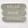 Dolls House Bathroom Sign Miniature Relax Soak Unwind Distressed Blue Wood 1:12th Scale
