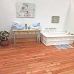 Dolls House Bathroom Sign Miniature Relax Soak Unwind Distressed Blue Wood 1:12th Scale