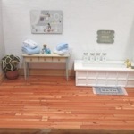 Dolls House Bathroom Sign Miniature Relax Soak Unwind Distressed Blue Wood 1:12th Scale