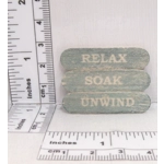 Dolls House Bathroom Sign Miniature Relax Soak Unwind Distressed Blue Wood 1:12th Scale
