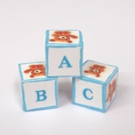 Dolls House Nursery Toy ABC Blocks Teddy set of 3 Blue Miniature Accessories 1:12 Scale