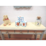 Dolls House Nursery Toy ABC Blocks Teddy set of 3 Blue Miniature Accessories 1:12 Scale