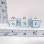 Dolls House Nursery Toy ABC Blocks Teddy set of 3 Blue Miniature Accessories 1:12 Scale