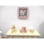Dolls House Nursery Picture Hunca Munca Peter Rabbit Pink Frame 1:12 Scale