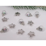Dolls House Christmas Tree Decorations 12 Filled Glass Baubles & Silver Coloured Stars 1:12th Scale