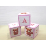 Dolls House Nursery Toy ABC Blocks Teddy Bears set of 3 Pink 1:12 Scale Miniature