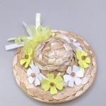 Dolls House Straw Hat Yellow & White Flowers and Ribbon with a Yellow Organza Bow 1:12 Scale