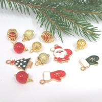 Dolls House Christmas Tree Decorations 12 Red Gold Miniature Baubles and Trinkets 1:12th Scale