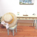 Miniature Hat Orange & White Ribbon with Satin Bow Dolls House Clothes Accessory 1:12 Scale