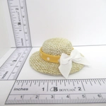 Miniature Hat Orange & White Ribbon with Satin Bow Dolls House Clothes Accessory 1:12 Scale