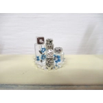 Dolls House Miniature Ornament Bottles and Silver Colour Tray Blue Flower Design 1:12th Scale