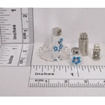 Dolls House Miniature Ornament Bottles and Silver Colour Tray Blue Flower Design 1:12th Scale