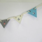 Dolls House Bunting Beach House Hut 9 Wood Flags Miniature Seaside Theme Garland 1:12 Scale