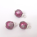 Dolls House Christmas Tree Decorations 6 Hand Decorated Dark Pink Silver Mini Baubles 1:12 Scale