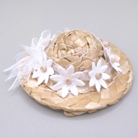 Dolls House Straw Hat Decorated with White Flowers Miniature Clothes Accessory 1:12 Scale