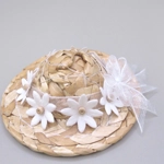 Dolls House Straw Hat Decorated with White Flowers Miniature Clothes Accessory 1:12 Scale