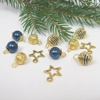 Dolls House Christmas Tree Decorations 12 Blue Gold Miniature Baubles and Stars 1:12th Scale