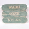 Dolls House Bathroom Wall Decor Sign Wash Soak Relax Blue Vintage Style Wood 1:12th Scale Miniature