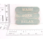Dolls House Bathroom Wall Decor Sign Wash Soak Relax Blue Vintage Style Wood 1:12th Scale Miniature
