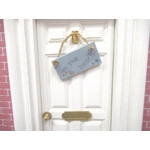 Dolls House Sign At the Beach Blue Miniature Hanging Wooden Notice 1:12th Scale Decor