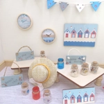 Dolls House Sign At the Beach Blue Miniature Hanging Wooden Notice 1:12th Scale Decor