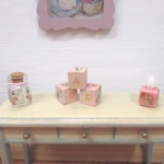 Dolls House Toy Letter Blocks Peter Rabbit Nursery Miniature Set of 3 Pink 1:12 Scale