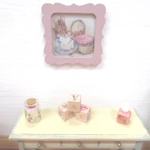 Dolls House Toy Letter Blocks Peter Rabbit Nursery Miniature Set of 3 Pink 1:12 Scale