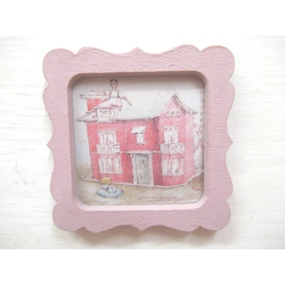 Dolls House Picture Pink Framed Miniature Nursery 1:12 Scale Wall Decor
