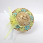 Dolls House Straw Hat Blue & Yellow Flowers 1:12 Scale Miniature Clothes Accessory