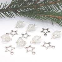 Dolls House Christmas Tree Decorations 12 Miniature Baubles and Stars Silver Colour 1:12th Scale