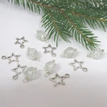 Dolls House Christmas Tree Decorations 12 Miniature Baubles and Stars Silver Colour 1:12th Scale