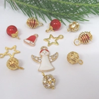 Dolls House Christmas Tree Decorations 12 Red Gold Miniature Baubles and Trinkets 1:12th Scale