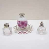Dolls House Perfume Bottles Pink Silver with Tray Dressing Table Miniature Ornament 1:12th Scale