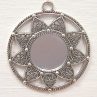 Dolls House Mirror Silver Open Flower Design Frame 1:12th Scale Miniature Wall Decor Accessory