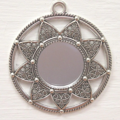 Dolls House Mirror Silver Open Flower Design Frame 1:12th Scale Miniature Wall Decor Accessory