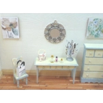 Dolls House Mirror Silver Open Flower Design Frame 1:12th Scale Miniature Wall Decor Accessory