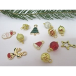 Dolls House Christmas Tree Decorations 12 Red Gold Miniature Baubles and Trinkets 1:12th Scale