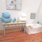 Dolls House Towels Blue & White with Bath Salts and 2 Soaps 1:12th Scale Bathroom