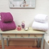 Dolls House Towels Dark Pink & White with Bath Salts Jar, Soap Dispenser & Dish Bathroom 1:12 Scale