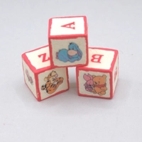 Dolls House Toy Letter Blocks Winnie the Pooh Theme Set of 3 Red Nursery Miniature 1: 12 Scale