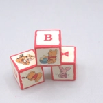 Dolls House Toy Letter Blocks Winnie the Pooh Theme Set of 3 Red Nursery Miniature 1: 12 Scale