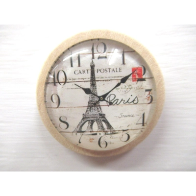 Dolls House Clock in a Wooden Frame Carte Postale Paris Vintage Theme 1:12th Scale Miniature Decor